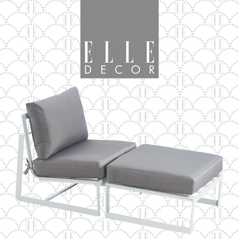 Méridienne d'extérieur avec repose-pieds Elle Decor Mirabelle, Blanc français