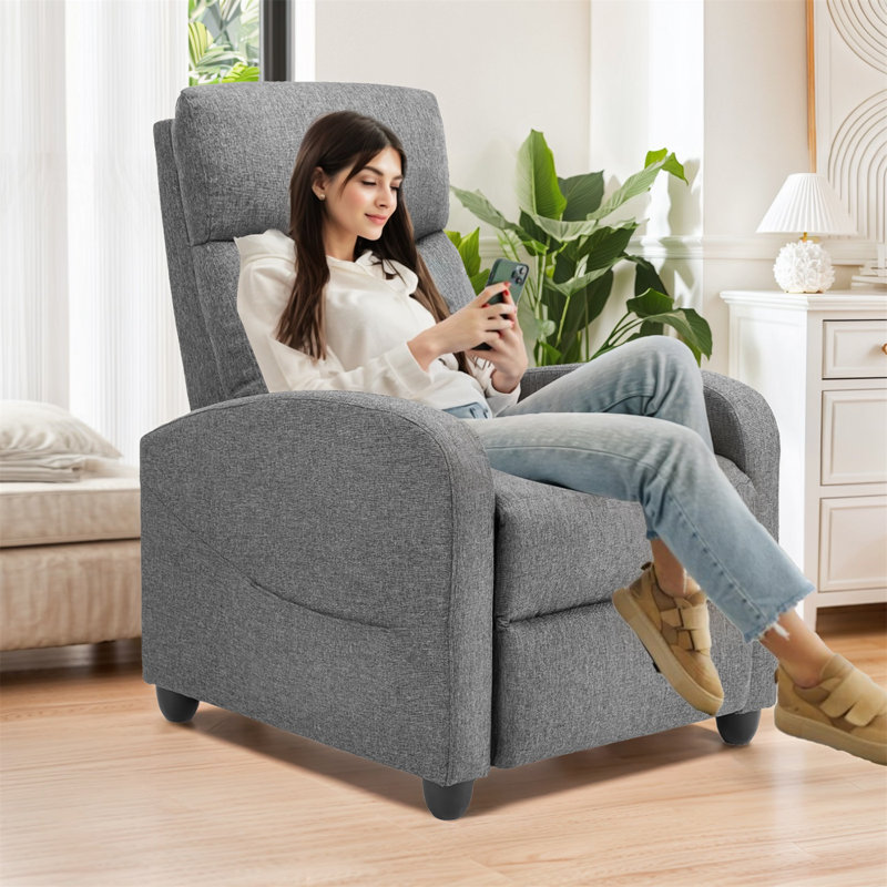 Recliner Chair For Adults, 8 Massage Modes Fabric Small Recliner Home Theater Seating With Lumbar Support, Adjustable Modern Reclining Chair For Living Room