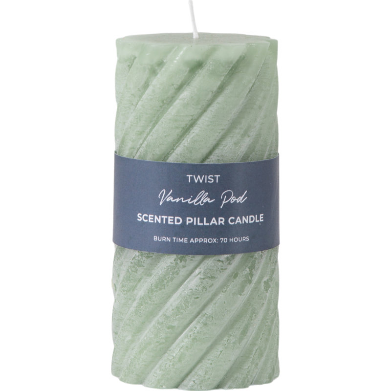 Vanilla Pillar Scented Pillar Candle, 15" x 7.50", Sage 