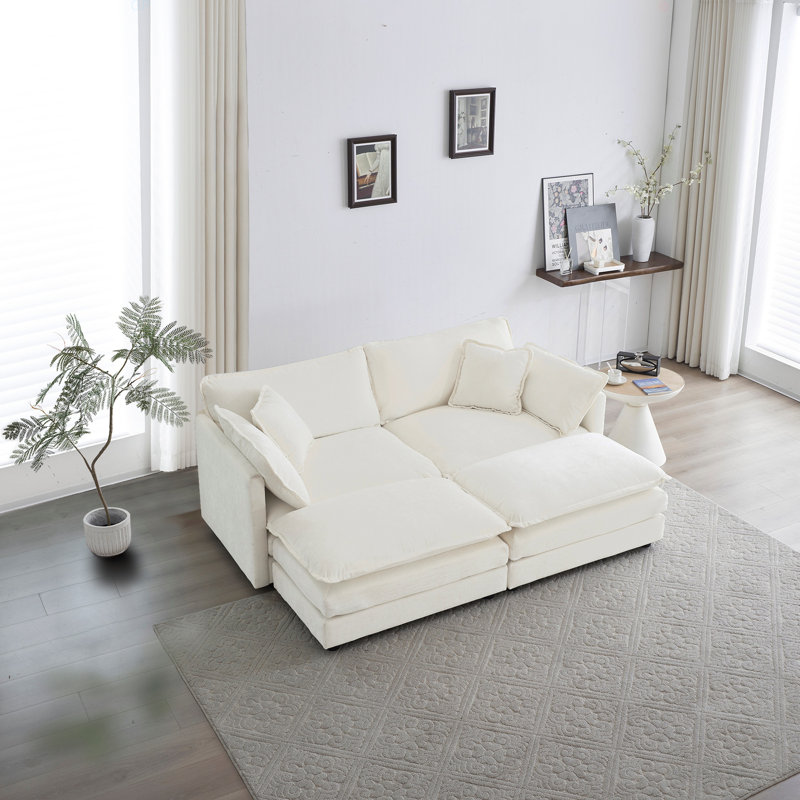 Canapé modulaire en chenille, Crème