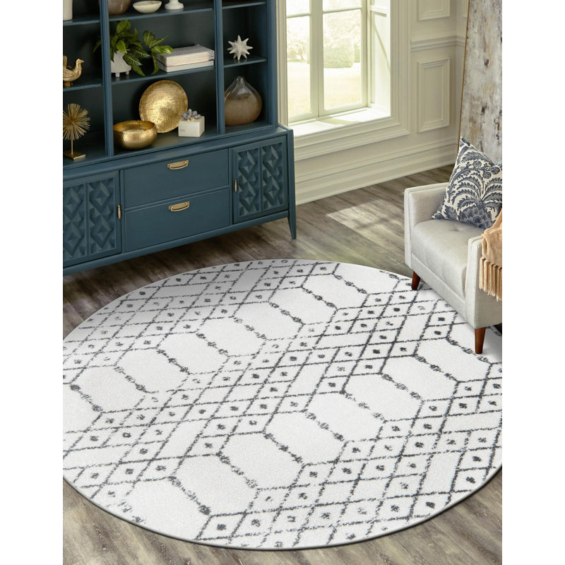 Isaiu Geometric Indoor Rug, Round 7'10"