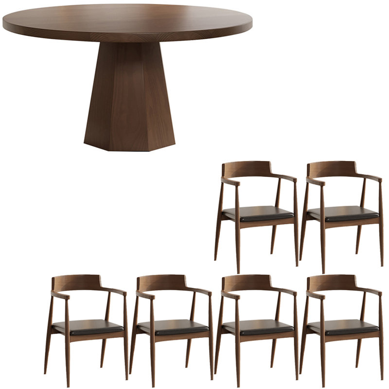 Modern simple solid wood dining table set., 29.5"H x 47.2"L x 47.2"W