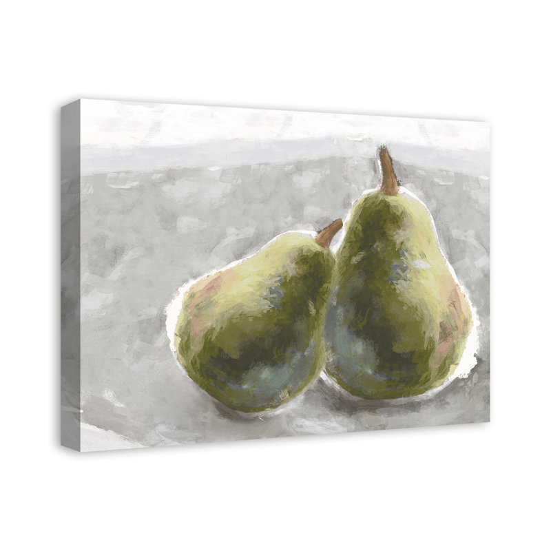 « two poires on gray »-reproduction d’art sur toile enroulée, H 16 po x l 24 po x P 1,25 po
