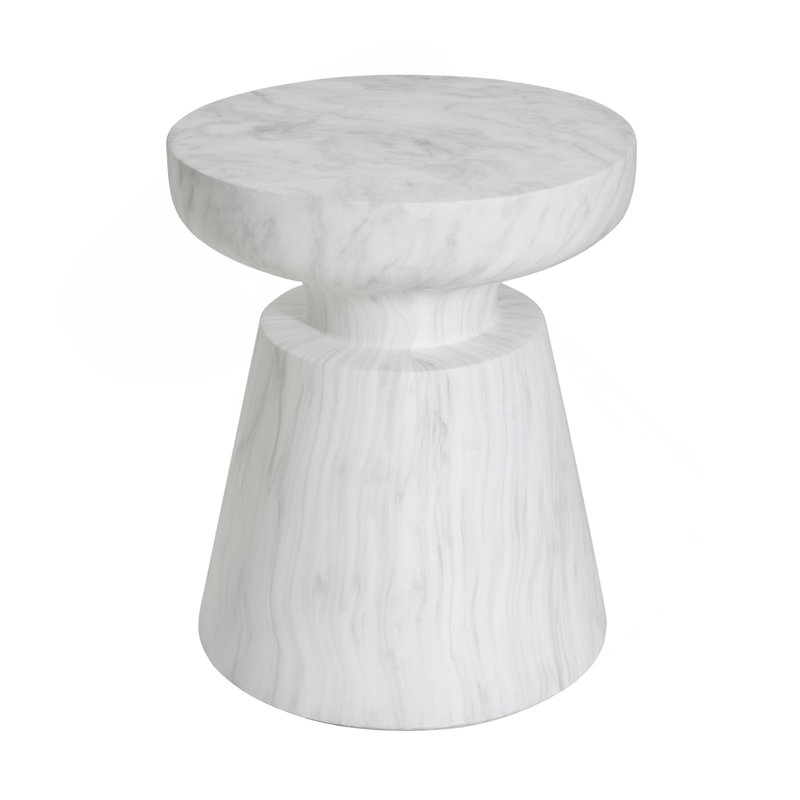 Table d'appoint d'extérieur en travertin Ponti, blanc