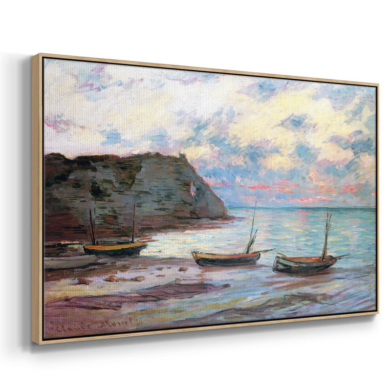 Sunset at Etretat, 1885, reproduction d'art sur toile, H 17 po x l 25 po x P 2 po, Naturel