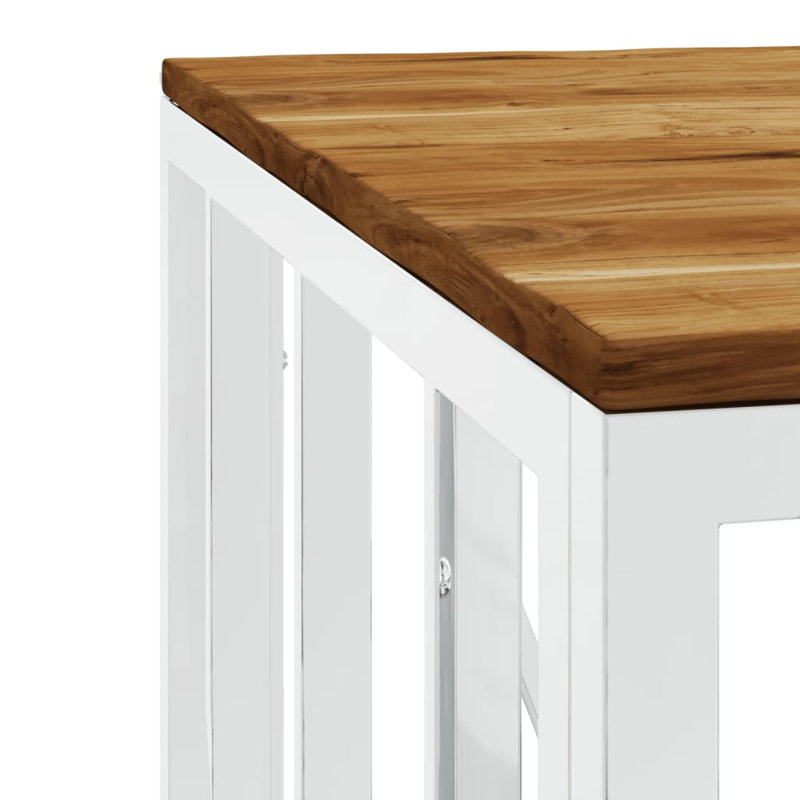 Angeliqua Frame Coffee Table, Silver, Brown, 40cm H x 80cm W x 80cm D