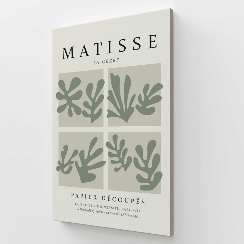 Matisse's La Gerbe Quartet en vert, H 54 po x l 36 po x P 1,25 po, Toile tendue
