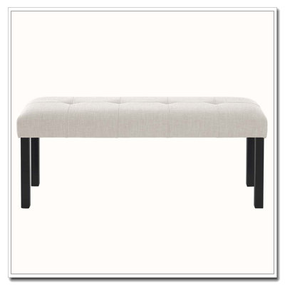 Modern Tufted Linen Dining Bench