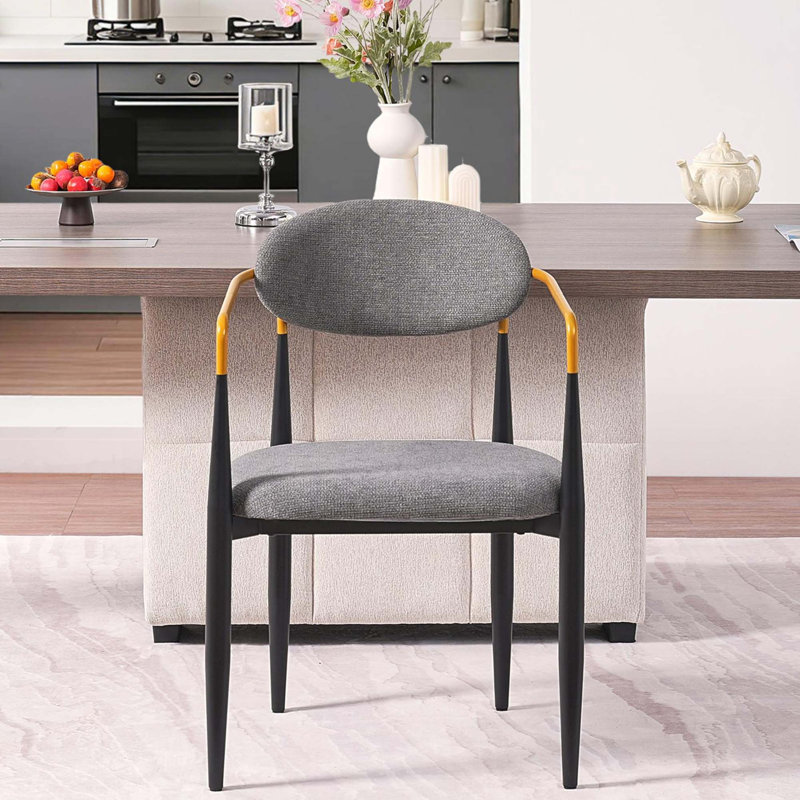 Chaise de salle à manger rembourrée moderne avec dossier ergonomique et accoudoirs - ensemble de 2, Gris