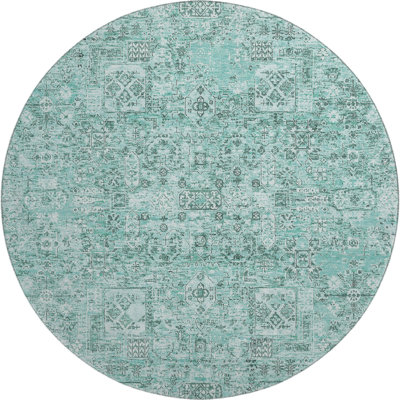 Premium Machine Washable Cerrito AMF611 Teal Rug