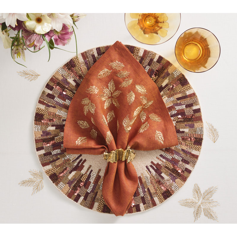 Gilded Breeze Napkin, Rust/Gold