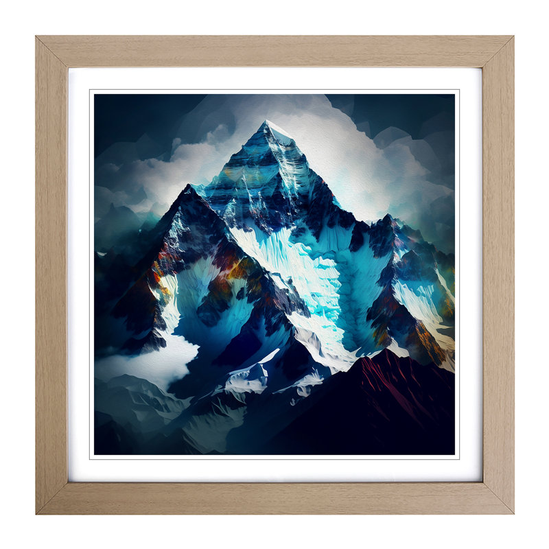 Mount Everest Abstract Art - Framed Print, Oak