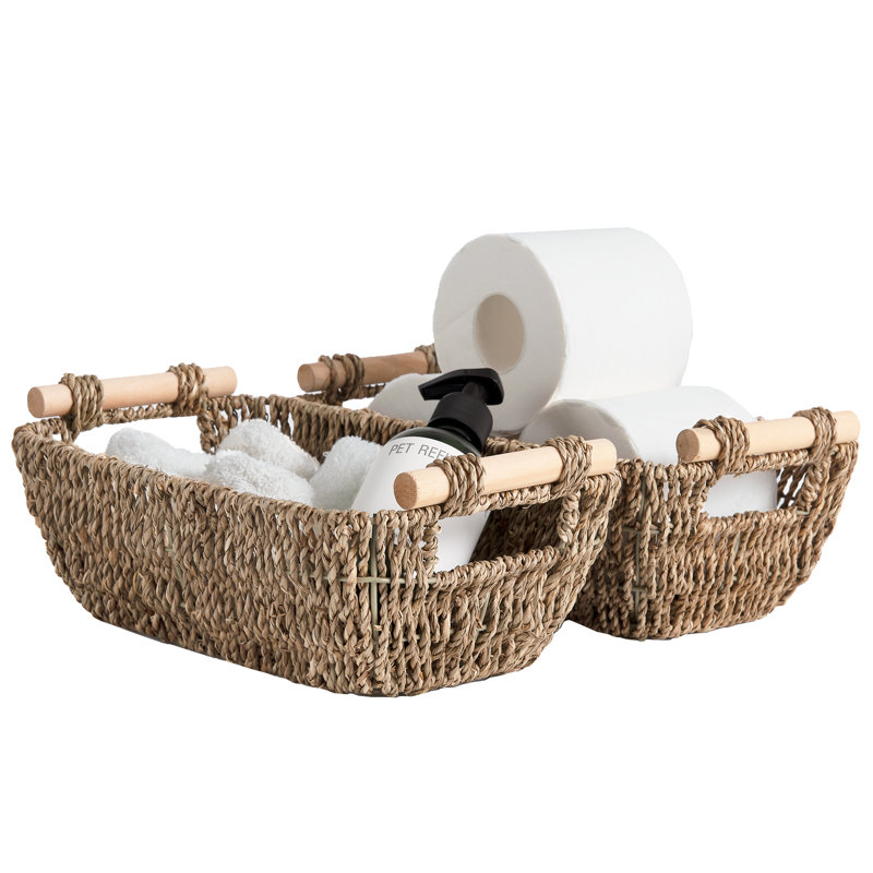 Ensemble de paniers en osier tissé à la main, H 4,7 po x l 12 po x P 7,2 po, Brun