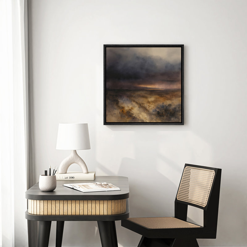 Art mural sur toile encadrée, impression abstraite de paysage sombre pour chambre à coucher, Noir, H 16 po x l 16 po