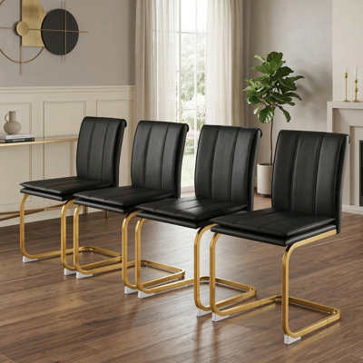Set of 4 Modern Dining Chairs with Metal Legs