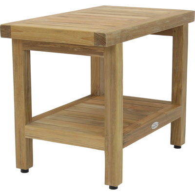 24" Spa Clear-Shield Teak Shower Bench with Shelf