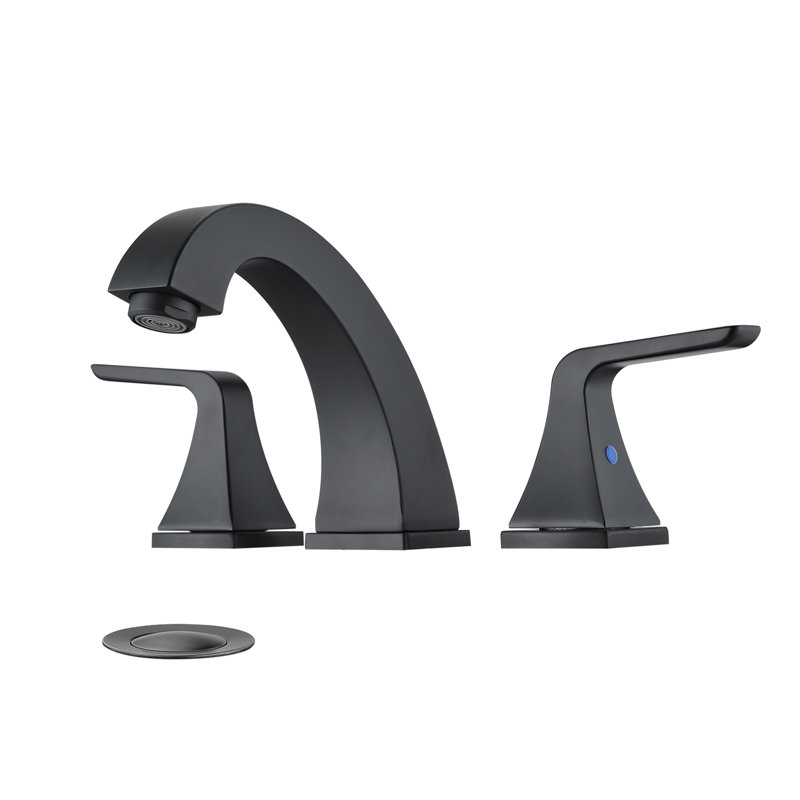 Widespread 2-handle Bathroom Faucet with Drain Assembly, Matte Black