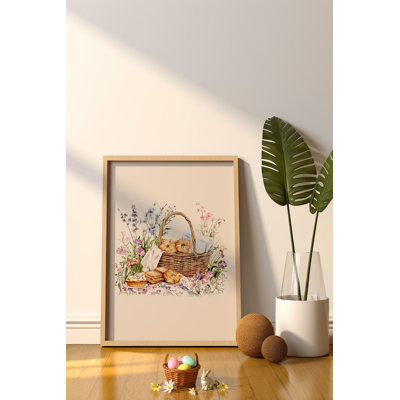 Élégante peinture décorative encadrée de Pâques, 13,0 x 18,9 pouces | Cadre 100% bois massif (épaisseur: 0,8 pouce) et œuvre d'art en panneau de fibres à densité moyenne 100% (épaisseur: 0,1 pouce) | Impression numérique époustouflante pour la décoration intérieure et le charme saisonnier