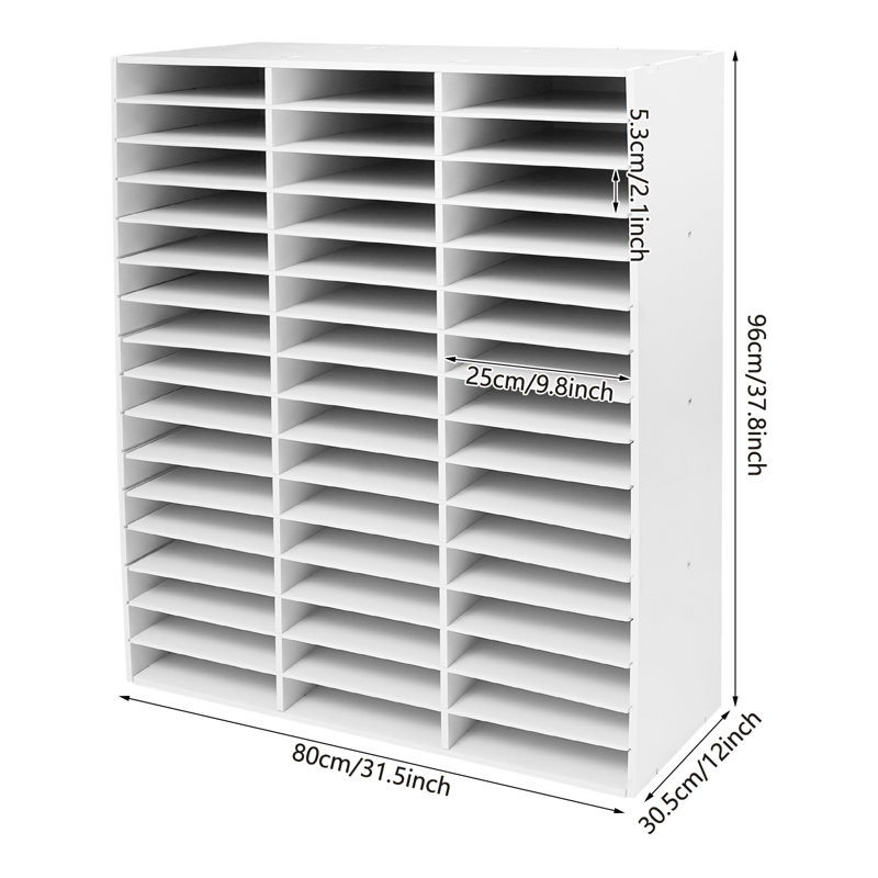 31.5" Wide 48-Compartment Literature Organizer, Bill Paper Organizer，Freestanding Floor Mail Sorter & File Rack 110.23 Lbs Weight Capacity For for Home Office and Classroom