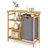 Bamboo Laundry Sorter with Storage Shelves and Sliding Bag-311860903-305741650