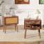Table de chevet moderne en bois Elara avec compartiments cachés et détails en rotin Elara-116999792-125965198