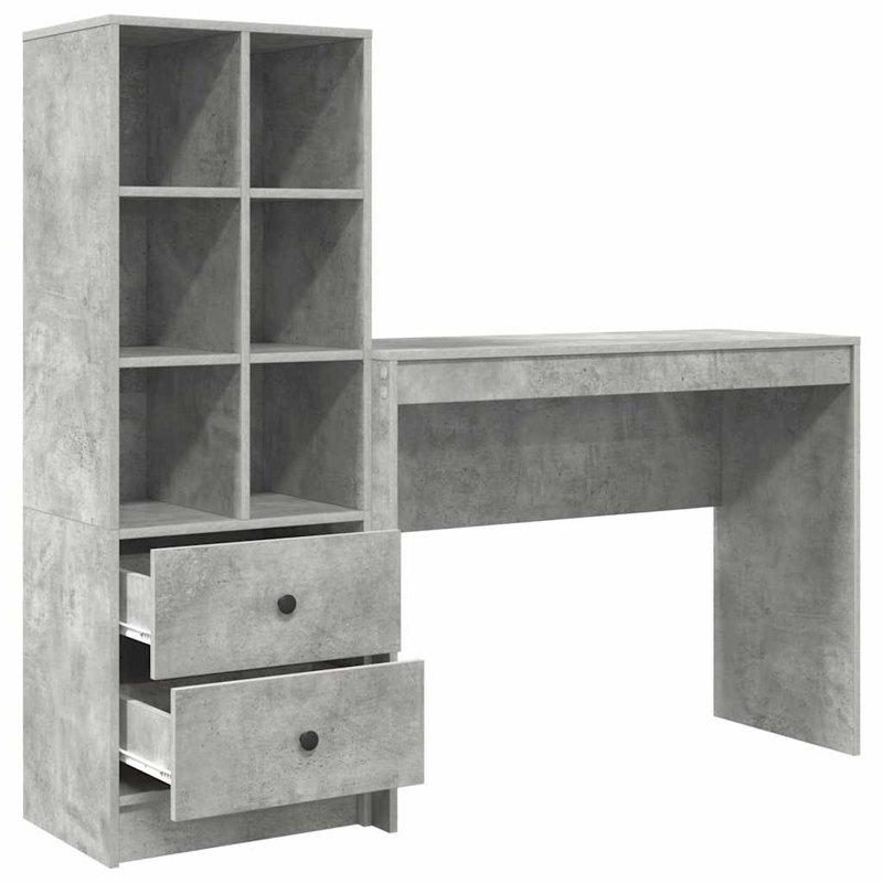 Desk With Storage With Shelf 2 Pcs 100 X 40 X 76 Cm, Concrete Grey