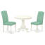 Ensemble de coin-repas 3 pièces pour petits espaces comprenant une table de cuisine ronde avec piédestal et 2 chaises de salle à manger Parson en simili cuir pour étang, 36 x 36 po, lin blanc-588374900-638415236-638415237