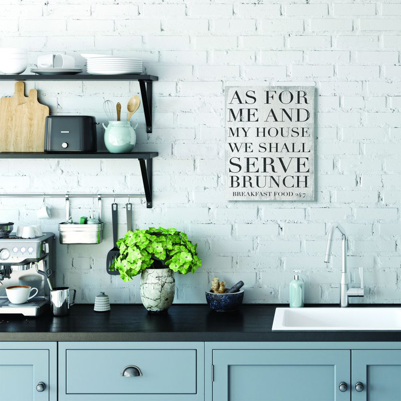 «Shall Serve Brunch Funny Family Kitchen Word Design», reproduction d'art textuel sur toile, Toile tendue, H 20 po x l 16 po