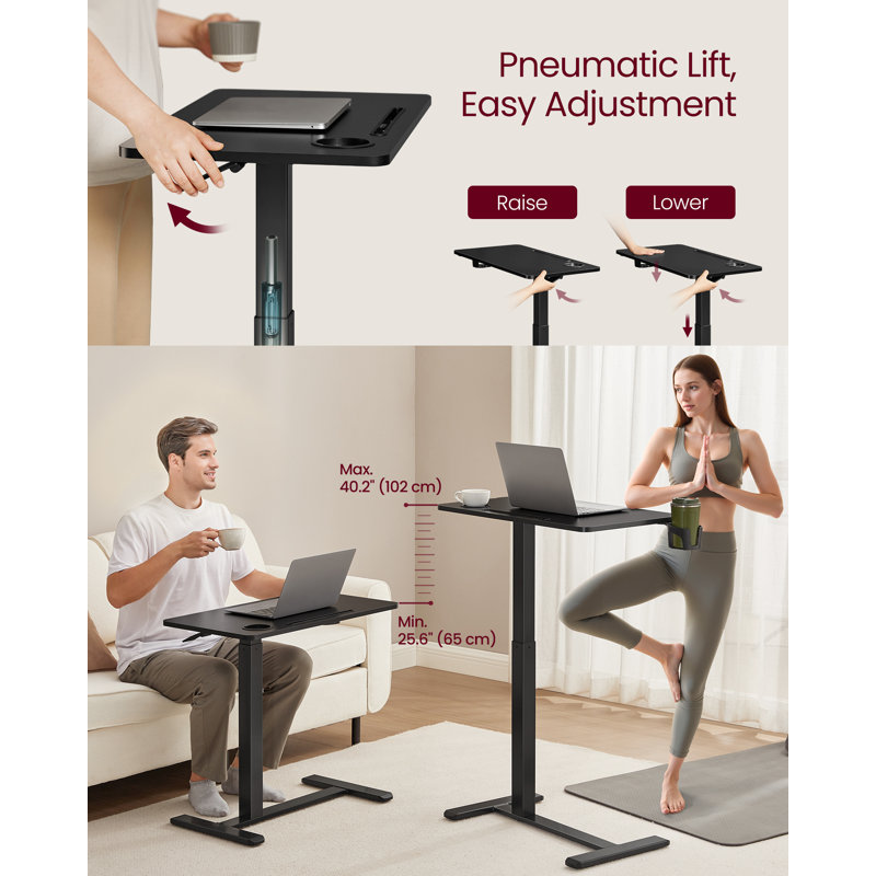 Adjustable Metal Base Standing Desk, 102cm. H x 70cm. W x 40cm. D, Black