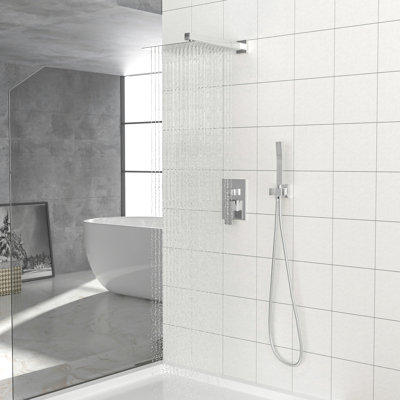 Wall Mounted Shower - 12 Inch Square Dual Heads Head Square, Mount