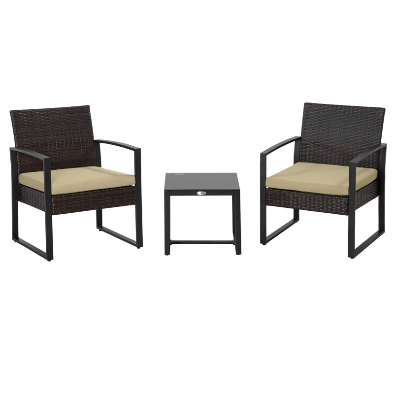 2 - Person Wicker Patio Dining Set with