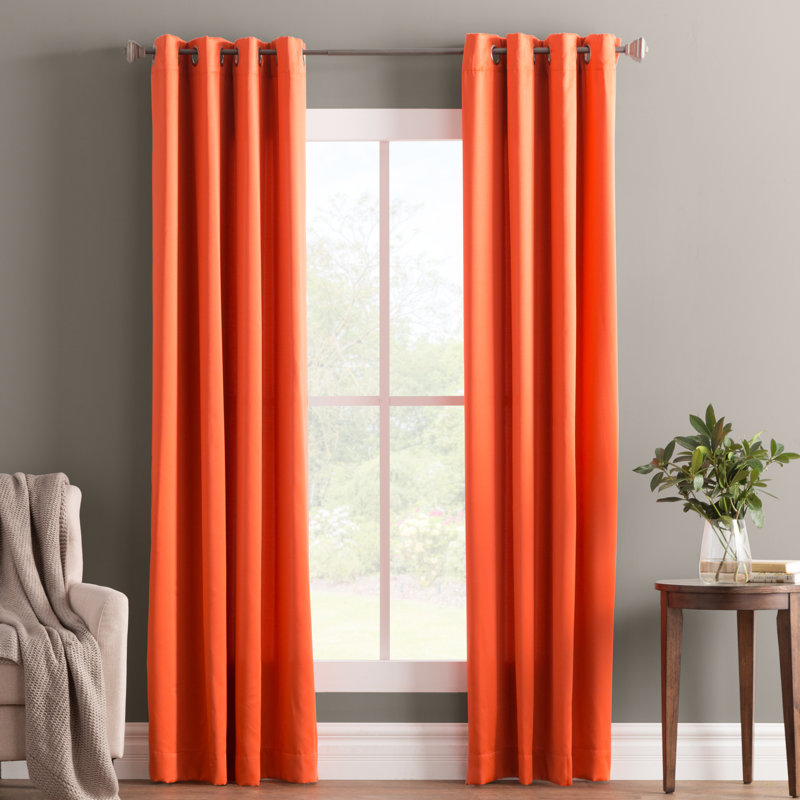 Tangerine Room Darkening Grommet Top Polyester Drapes