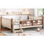 Beige Queen Size Floor Bed With Storage Bookcases, Pine Wood, Guardrails And Easy Assembly For ' Arrangement