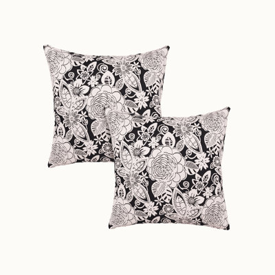 Oreiller carré floral jacquard 20 po x 20 po par Sherry Kline. Housse de coussin à fermeture à glissière seulement, non rembourrée. Ensemble de 2