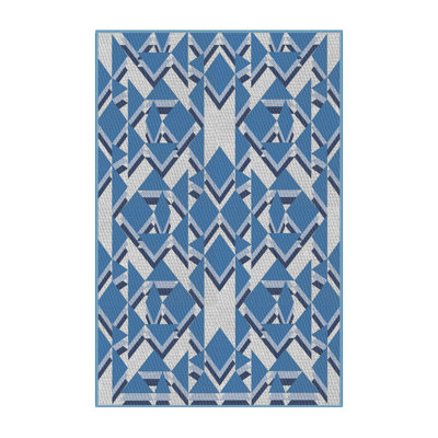 Tapis bleu à motif géométrique Kogan