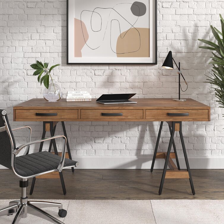 Real Solid Wood Desks For Home Office - Wooden Desks with Drawers.