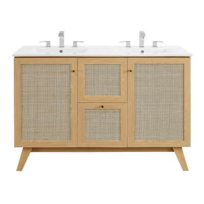 Soma 48” Double Sink Bathroom Vanity In Oak Black
