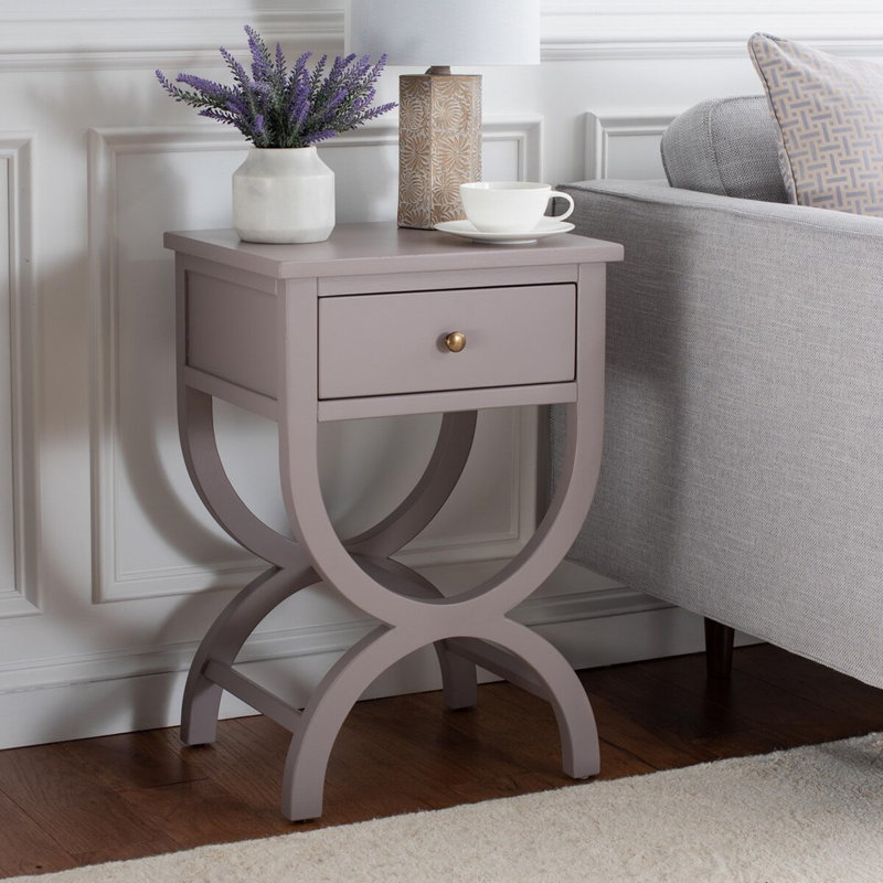 Modern & Vintage Lumley 18'' W Nightstand – Compact Bedside Table with Hidden Classic Design Drawer, Gray Mauve