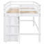 Lit mezzanine simple avec une composition à 4 tiroirs, une armoire et des tablettes - Structure solide et compacte de taille 4, avec fonctionnalité robuste-125281362