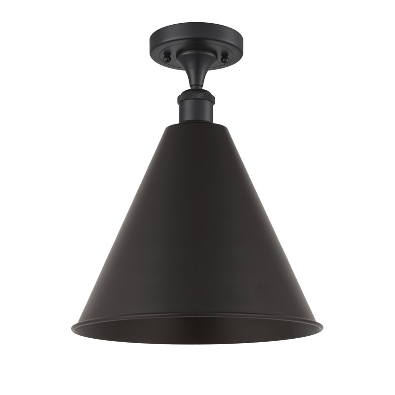 Plafonnier semi-encastré 1 lumière 8 po, DEL, H 18,75 po x l 16 po x P 16 po, Noir mat
