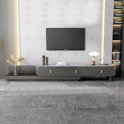 Italian luxury rock slate telescopic TV cabinet