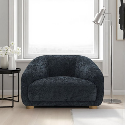 Fauteuil d'appoint à dossier arrondi Oliver, chenille noire douce