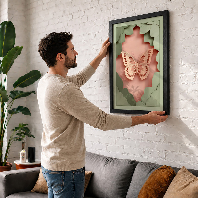 Layered Butterfly Botanical - Framed Print, Unframed, A1 - 84.1 x 59.4 cm