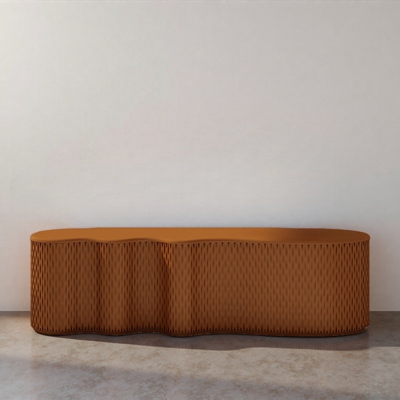Meuble télé moderne et minimaliste, 35.43"H x 86.61"L x 17.72"W, Orange