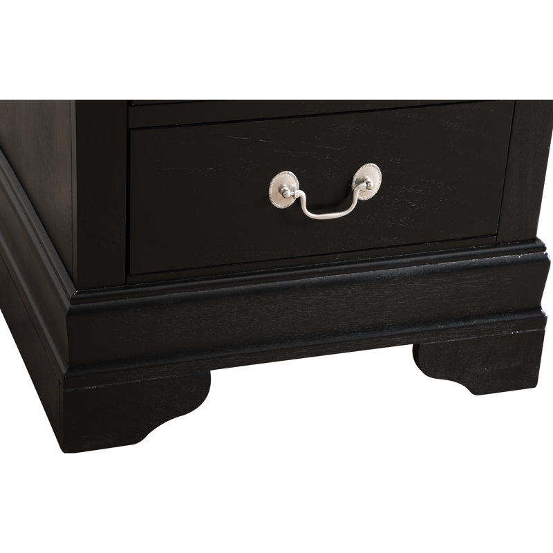 Table de chevet noire avec capacité de rangement fonctionnelle - H 24 po x l 21 po x P 16 po avec deux tiroirs pour une disposition de rangement de style solide