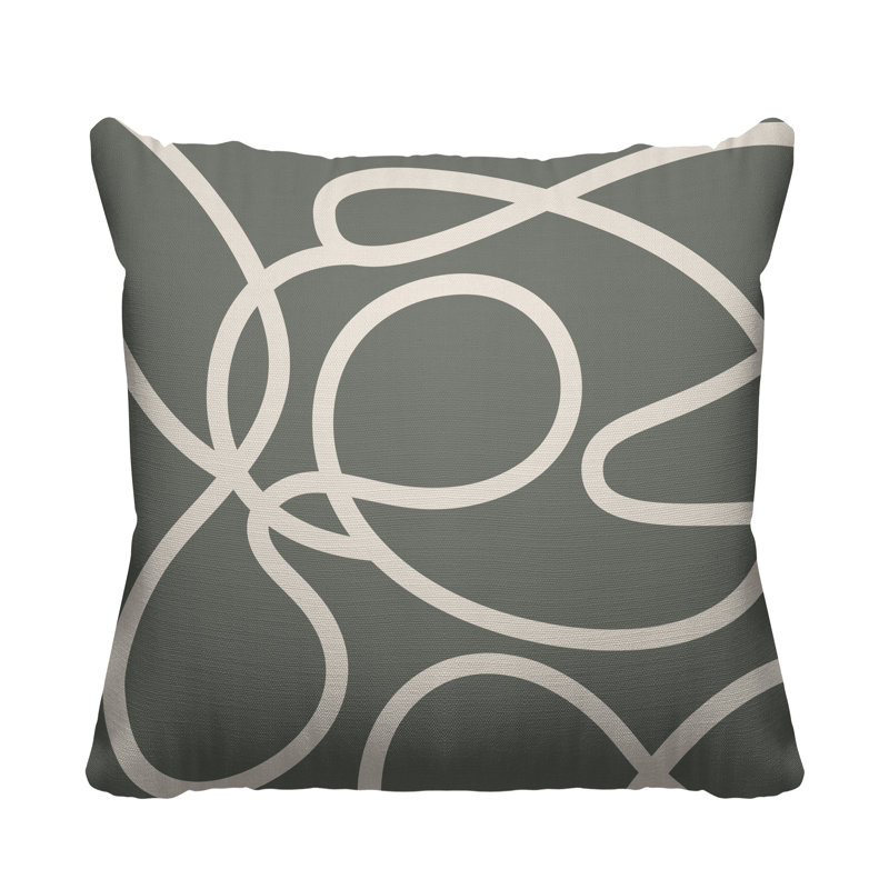 Coussin décoratif intérieur / extérieur Boho Doodles, L 15 po x H 15 po, gris