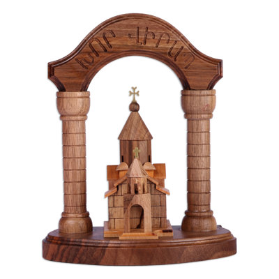 Lark Manor™ Handmade Khor Virap Monastery With Arch Wood Sculpture