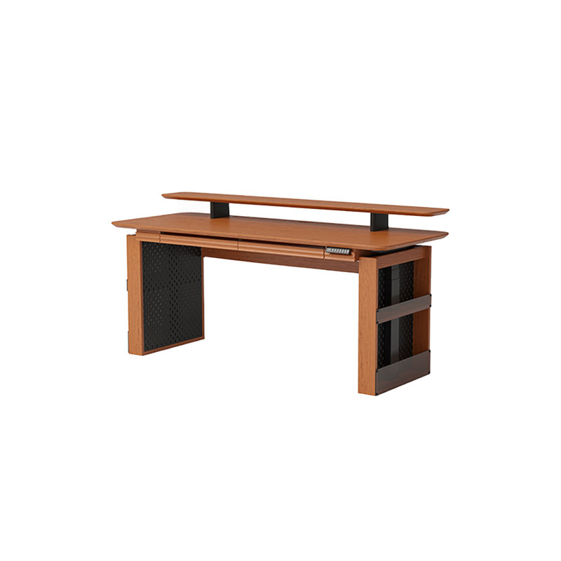 Bureau à hauteur réglable 59,06 "en bois de buis massif avec deux tiroirs et panneau perforé, bureau et bureau