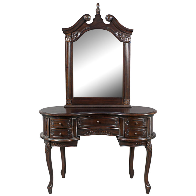 Queen Anne Vanity and Mirror Set