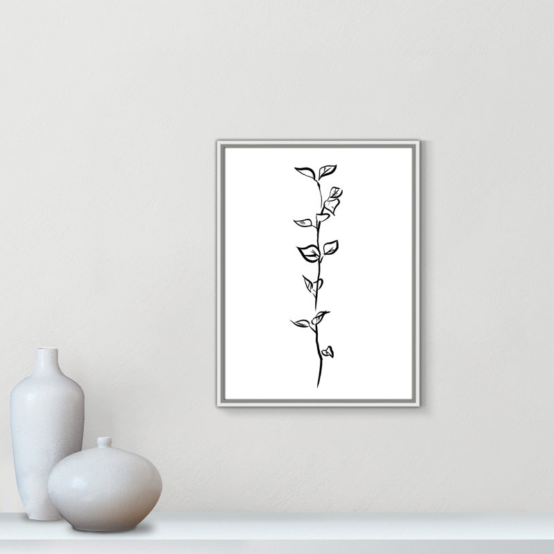 Fleurs simples 4 - reproduction de dessin, H 25,5 po x l 19,5 po x P 2 po, Toile blanche encadrée